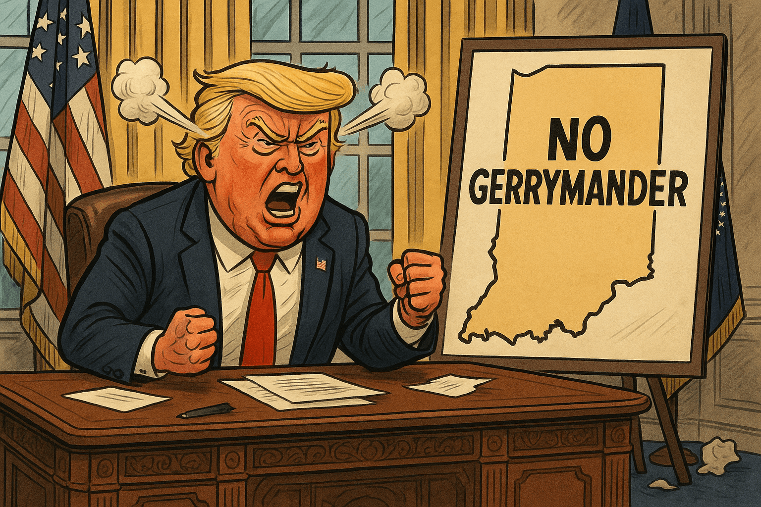 Trump mad over Indiana gerrymander decision.